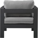  Meridian Nizuc Grey Water Resistant Fabric Upholstered Outdoor Patio Arm Chair IMAGE 3