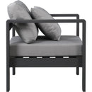  Meridian Nizuc Grey Water Resistant Fabric Upholstered Outdoor Patio Arm Chair IMAGE 4