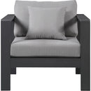  Meridian Nizuc Grey Water Resistant Fabric Upholstered Outdoor Patio Arm Chair IMAGE 5
