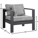  Meridian Nizuc Grey Water Resistant Fabric Upholstered Outdoor Patio Arm Chair IMAGE 8