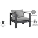  Meridian Nizuc Grey Water Resistant Fabric Upholstered Outdoor Patio Arm Chair IMAGE 9