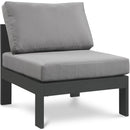  Meridian Nizuc Grey Water Resistant Fabric Upholstered Outdoor Patio Modular Armless Chair IMAGE 1