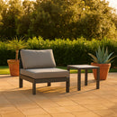  Meridian Nizuc Grey Water Resistant Fabric Upholstered Outdoor Patio Modular Armless Chair IMAGE 2