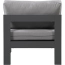  Meridian Nizuc Grey Water Resistant Fabric Upholstered Outdoor Patio Modular Armless Chair IMAGE 3