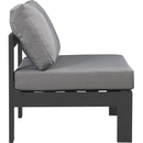  Meridian Nizuc Grey Water Resistant Fabric Upholstered Outdoor Patio Modular Armless Chair IMAGE 4