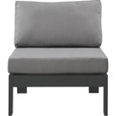  Meridian Nizuc Grey Water Resistant Fabric Upholstered Outdoor Patio Modular Armless Chair IMAGE 5