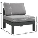  Meridian Nizuc Grey Water Resistant Fabric Upholstered Outdoor Patio Modular Armless Chair IMAGE 8