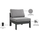  Meridian Nizuc Grey Water Resistant Fabric Upholstered Outdoor Patio Modular Armless Chair IMAGE 9