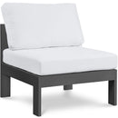  Meridian Nizuc White Water Resistant Fabric Upholstered Outdoor Patio Modular Armless Chair IMAGE 1