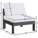  Meridian Nizuc White Water Resistant Fabric Upholstered Outdoor Patio Modular Armless Chair IMAGE 8