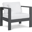  Meridian Nizuc White Water Resistant Fabric Upholstered Outdoor Patio Arm Chair IMAGE 1