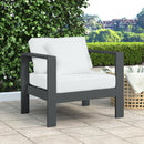  Meridian Nizuc White Water Resistant Fabric Upholstered Outdoor Patio Arm Chair IMAGE 2