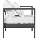  Meridian Nizuc White Water Resistant Fabric Upholstered Outdoor Patio Arm Chair IMAGE 4