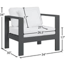  Meridian Nizuc White Water Resistant Fabric Upholstered Outdoor Patio Arm Chair IMAGE 8