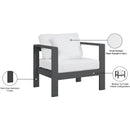  Meridian Nizuc White Water Resistant Fabric Upholstered Outdoor Patio Arm Chair IMAGE 9
