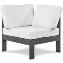  Meridian Nizuc White Water Resistant Fabric Upholstered Outdoor Patio Modular Corner Chair IMAGE 1