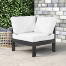 Meridian Nizuc White Water Resistant Fabric Upholstered Outdoor Patio Modular Corner Chair IMAGE 2