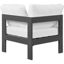  Meridian Nizuc White Water Resistant Fabric Upholstered Outdoor Patio Modular Corner Chair IMAGE 3