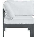  Meridian Nizuc White Water Resistant Fabric Upholstered Outdoor Patio Modular Corner Chair IMAGE 4
