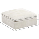  Manufacturer Color_Cream -- Cozy Cream Overstuffed Fiber Filled Comfort Velvet Upholstered Modular Ottoman IMAGE 4