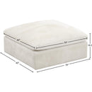 Meridian Cozy Cream Velvet Ottoman IMAGE 4