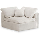  Manufacturer Color_Cream -- Cozy Cream Overstuffed Fiber Filled Comfort Velvet Upholstered Modular Corner Chair IMAGE 1