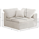  Manufacturer Color_Cream -- Cozy Cream Overstuffed Fiber Filled Comfort Velvet Upholstered Modular Corner Chair IMAGE 5
