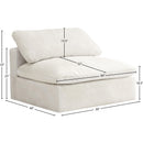  Manufacturer Color_Cream -- Cozy Cream Overstuffed Fiber Filled Comfort Velvet Upholstered Modular Armless Chair IMAGE 6