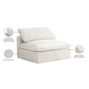  Manufacturer Color_Cream -- Cozy Cream Overstuffed Fiber Filled Comfort Velvet Upholstered Modular Armless Chair IMAGE 7
