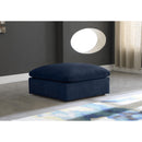  Manufacturer Color_Navy -- Cozy Navy Overstuffed Fiber Filled Comfort Velvet Upholstered Modular Ottoman IMAGE 2