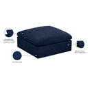 Manufacturer Color_Navy -- Cozy Navy Overstuffed Fiber Filled Comfort Velvet Upholstered Modular Ottoman IMAGE 5