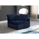  Manufacturer Color_Navy -- Cozy Navy Overstuffed Fiber Filled Comfort Velvet Upholstered Modular Corner Chair IMAGE 2