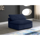  Manufacturer Color_Navy -- Cozy Navy Overstuffed Fiber Filled Comfort Velvet Upholstered Modular Armless Chair IMAGE 2