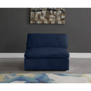  Manufacturer Color_Navy -- Cozy Navy Overstuffed Fiber Filled Comfort Velvet Upholstered Modular Armless Chair IMAGE 3