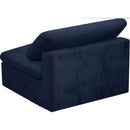  Manufacturer Color_Navy -- Cozy Navy Overstuffed Fiber Filled Comfort Velvet Upholstered Modular Armless Chair IMAGE 4