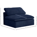  Manufacturer Color_Navy -- Cozy Navy Overstuffed Fiber Filled Comfort Velvet Upholstered Modular Armless Chair IMAGE 6