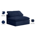  Manufacturer Color_Navy -- Cozy Navy Overstuffed Fiber Filled Comfort Velvet Upholstered Modular Armless Chair IMAGE 7