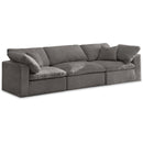  Manufacturer Color_Grey -- Cozy 119" Grey Velvet Upholstered Overstuffed Fiber Filled Comfort 3 pc Modular Sofa IMAGE 1