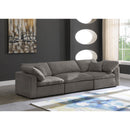  Manufacturer Color_Grey -- Cozy 119" Grey Velvet Upholstered Overstuffed Fiber Filled Comfort 3 pc Modular Sofa IMAGE 2