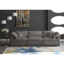  Manufacturer Color_Grey -- Cozy 119" Grey Velvet Upholstered Overstuffed Fiber Filled Comfort 3 pc Modular Sofa IMAGE 3
