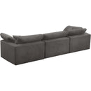  Manufacturer Color_Grey -- Cozy 119" Grey Velvet Upholstered Overstuffed Fiber Filled Comfort 3 pc Modular Sofa IMAGE 4