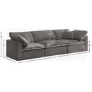  Manufacturer Color_Grey -- Cozy 119" Grey Velvet Upholstered Overstuffed Fiber Filled Comfort 3 pc Modular Sofa IMAGE 8