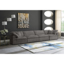  Manufacturer Color_Grey -- Cozy 158" Grey Velvet Upholstered Overstuffed Fiber Filled Comfort 4 pc Modular Sofa IMAGE 2