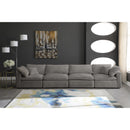  Manufacturer Color_Grey -- Cozy 158" Grey Velvet Upholstered Overstuffed Fiber Filled Comfort 4 pc Modular Sofa IMAGE 3