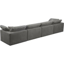  Manufacturer Color_Grey -- Cozy 158" Grey Velvet Upholstered Overstuffed Fiber Filled Comfort 4 pc Modular Sofa IMAGE 4
