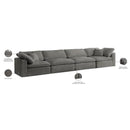  Manufacturer Color_Grey -- Cozy 158" Grey Velvet Upholstered Overstuffed Fiber Filled Comfort 4 pc Modular Sofa IMAGE 9
