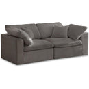 Manufacturer Color_Grey -- Cozy 80" Grey Velvet Upholstered Overstuffed Fiber Filled Comfort 2 pc Modular Loveseat IMAGE 1