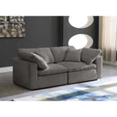  Manufacturer Color_Grey -- Cozy 80" Grey Velvet Upholstered Overstuffed Fiber Filled Comfort 2 pc Modular Loveseat IMAGE 2