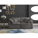  Manufacturer Color_Grey -- Cozy 80" Grey Velvet Upholstered Overstuffed Fiber Filled Comfort 2 pc Modular Loveseat IMAGE 3