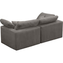  Manufacturer Color_Grey -- Cozy 80" Grey Velvet Upholstered Overstuffed Fiber Filled Comfort 2 pc Modular Loveseat IMAGE 4